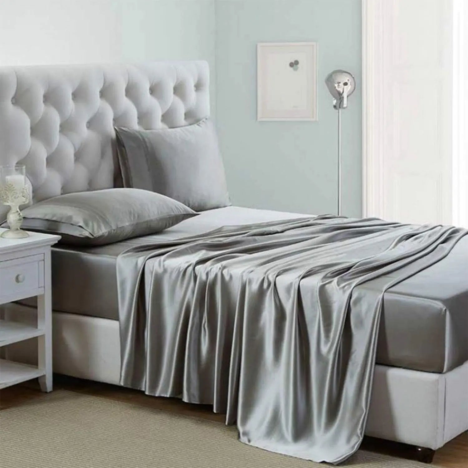 Wholesale Silk Satin Sheets Set 4-Piece Bed Sheet Set  Soft and Cooling Bed Sheet
