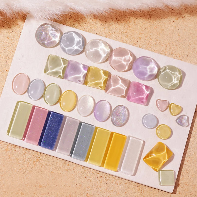 Manicure Nail Tips Uv Gel Polish Colors Display Palette Glass Beads Nail Polish Color Chart Round Bean