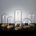 Wholesale Cheep Lead Free clear Glass Dome with Wood Stand