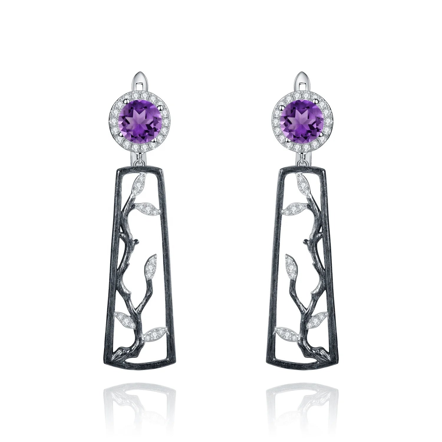 Abiding Jewelry Wholesale Amethyst Gemstone Earring Hot Sale 925 Silver Earring Handmade Design Earring Jewelry
