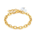 Wholesale Dainty Women's Gold Plated Heart Pearl Bracelet Classic Style Stainless Steel Link Chain for Parties Weddings Gifts