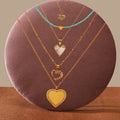 Fashion 316L Stainless Steel Crystal Heart Pendant Natural Shell Necklace Waterproof Blank Engraved Pendants for Anniversary