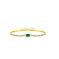 Daidan Tennis Bracelet Cubic Zirconia Tennis Bracelet 925 Silver Rectangular Green Sterling Tennis Bracelet