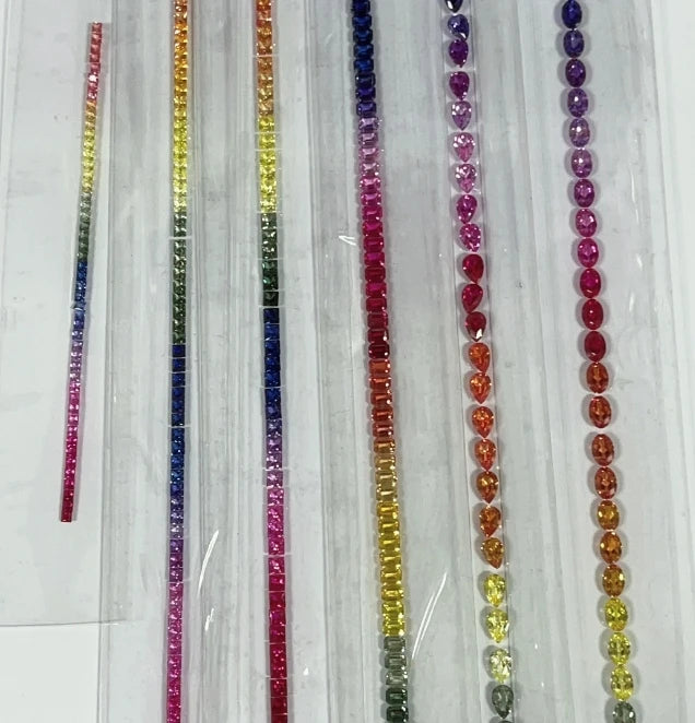 Rainbow Corundum Synthetic Sapphire Loose Gemstones for Jewelry Making Square Octagon Princess Cut Stones Wholesale