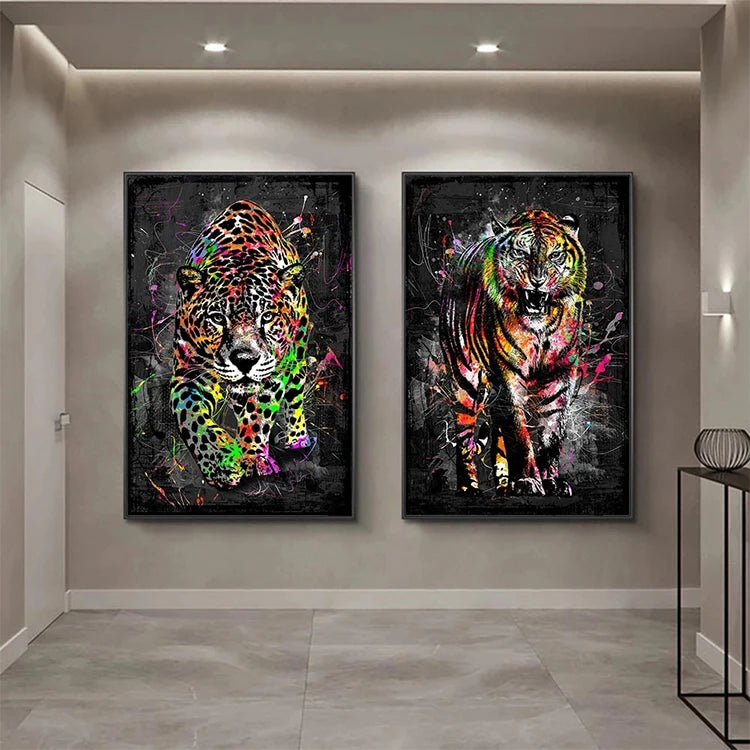 Graffiti Animals Lion Wall Art Pictures and Posters Oil Painting for Home Decor Cuadros Living Room Decoration Canvas Painting