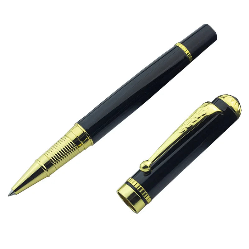 Gold Ballpoint Pens Black Ink Stainless Steel Uniform Pens for Gift Business Men Flight Attendant