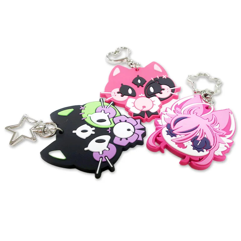 Custom Kawaii Cute 3d Silicone Animal Pvc Keychain Charm Anime Soft Rubber Key Chains Wholesale