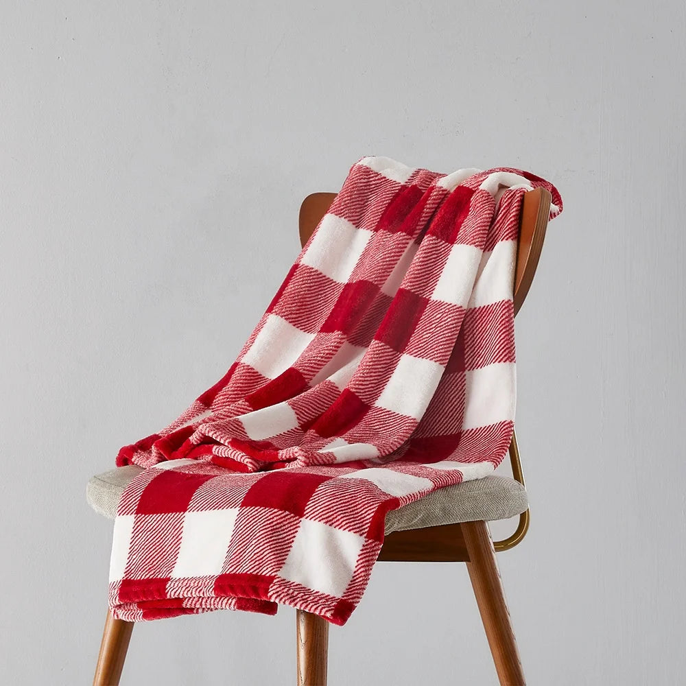 Hot Selling Checkerboard Printed Blankets Buffalo Plaid Flannel Fleece Blanket for Sale