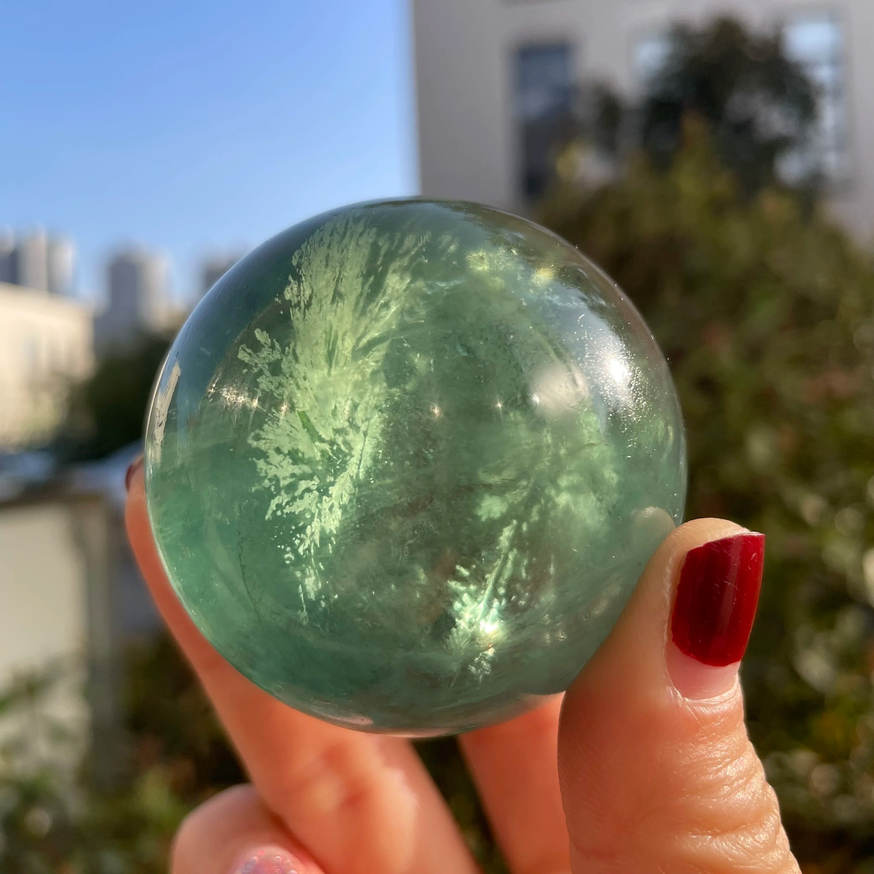 Wholesale Customized Crystal Green Fluorite Sphere Crystal Gemstone Ball for Healing