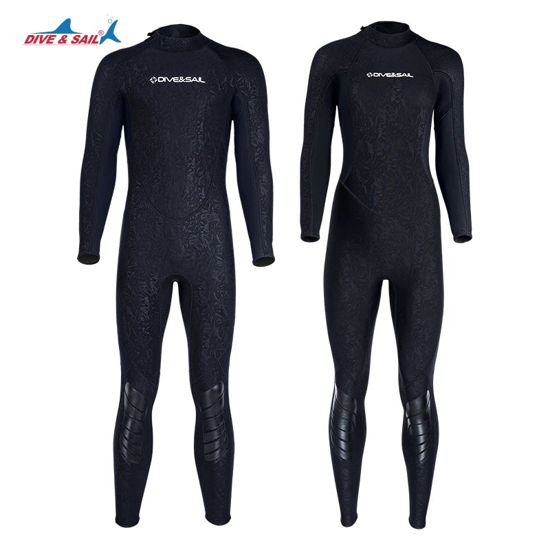 DIVE&SAIL 3mm Neoprene Full Black Backzip Sport Wear Long Sleeve Pants Wet Suit Wetsuits for Snorkeling