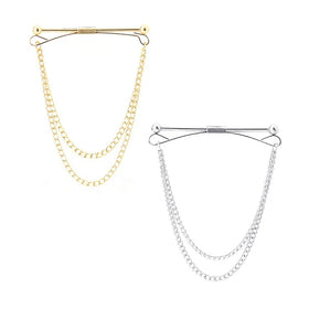 Simple Collar Holder Collar Pin Zinc Alloy Silver Plated Chain Fashion Decoration Wedding Engagement Items