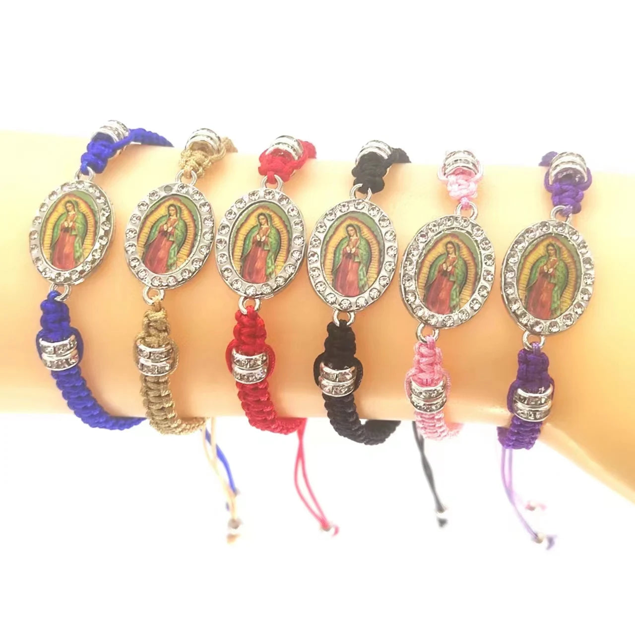 KDC1896 Wholesale Handmade Braided Religious Jewelry Virgin Mary Saint Jude Lucky Charm Red Rope String s