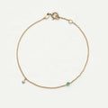 LOZRUNVE 925 Sterling Silver Bezel Emerald Diamond Zirconia Simple Design Link Chain Bracelet