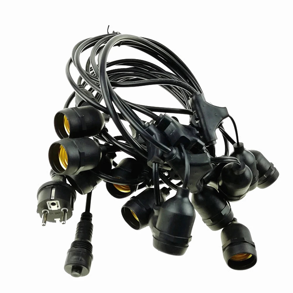 10m LED Outdoor String Lights (Bulbs Not Included) IP65 Waterproof E27 Socket Hanging Garland for Garden Wedding Party Decor