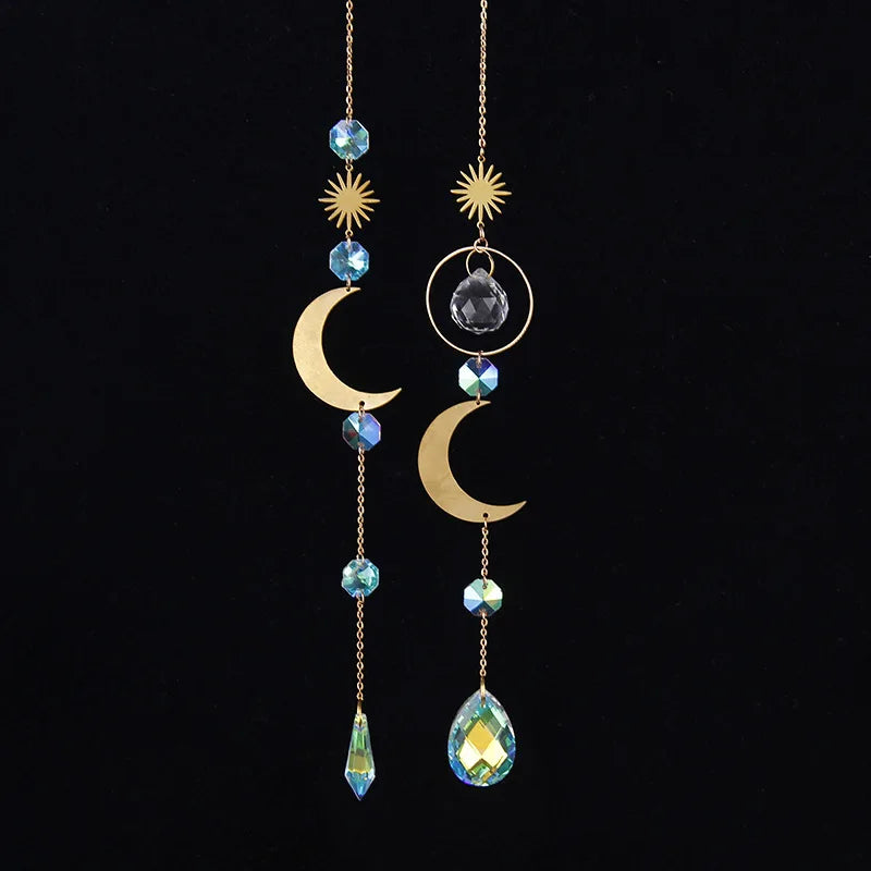 Gardening Crafts Air Crystal Wind Chimes Pendant Lantern Ornaments Ball Pendant Crystal for Eid Mubarak Home Decoration XJ0234