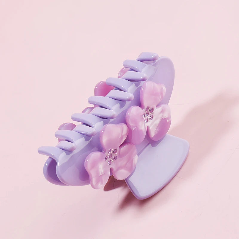 MiDairy Factory Bulk Sale OEM ODM Vintage Crystal Flower Claw Clip with Rhinestones for Ladies Girls CSFZ0564