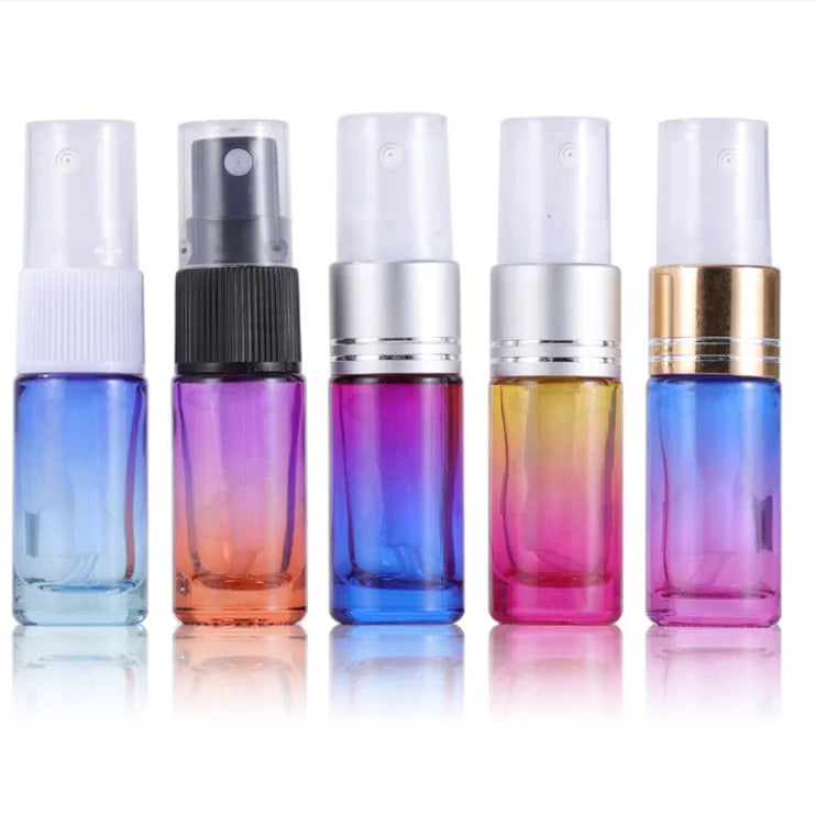 Factory Hot Selling 5ml Progressive Color Glass Screen Printed Skin Care Serum Spray Bottle with Spray Cap and Reed Diffuser