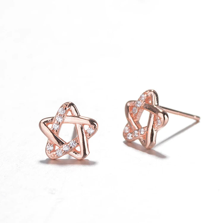 WME9433 Geometric Triangle Hexagon & Celtic Triskele Stud Earrings Trendy Sterling Silver Zircon Inlay Star David Design