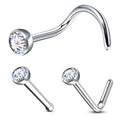 ASTM F136 Titanium Bezel Set Stone Nose Ring Body Jewelry Piercing Nose Piercing Nose Jewelry Pstoneng Titanium Clear Zircon N/A