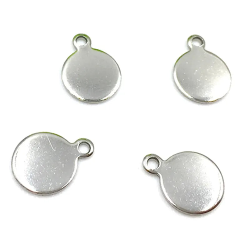 S1168 Stainless Steel Round TagsCan Laser Engrave Logo StainlessSteel Metal Round Blank Stamping Jewelry Tags