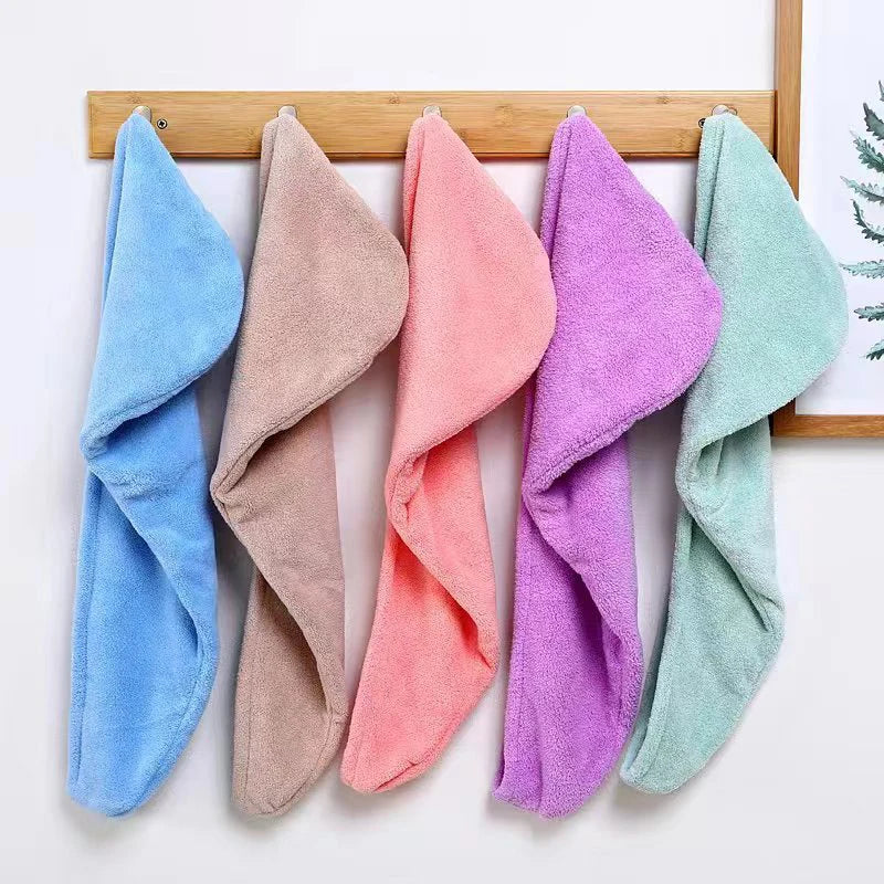 Dry Hair Cap Super Absorbent Coral Fleece Velvet Headscarf Shampoo Wipe Microfiber Hair Turban Towel Wrap Hair Salon Towel