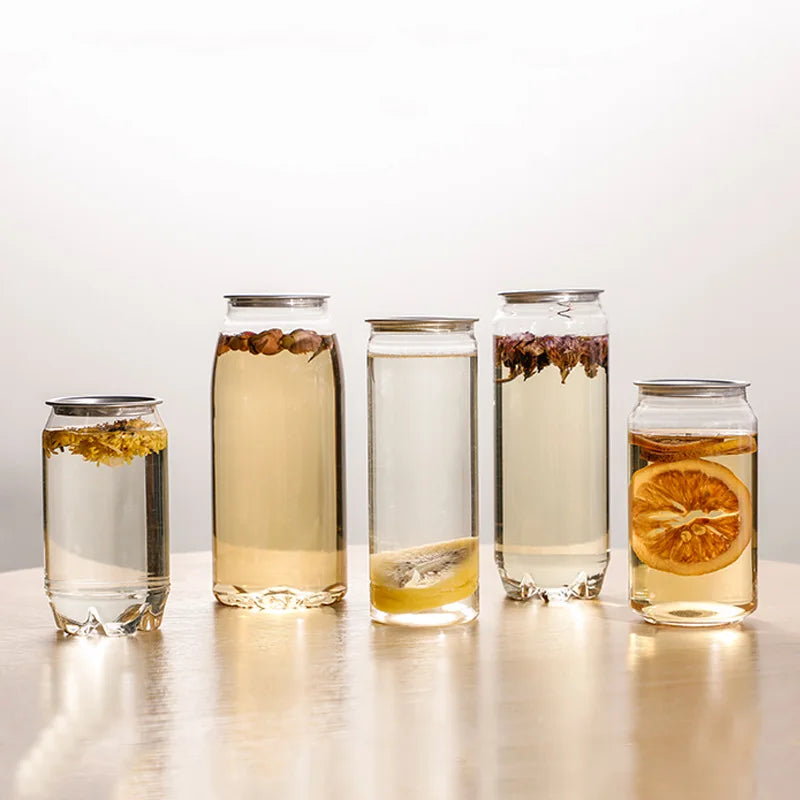Transparent PET Disposable Plastic Jars Cream Soda 250ml 350ml 500ml Easy Open Aluminum Lid Custom Logo for Juice Beverages