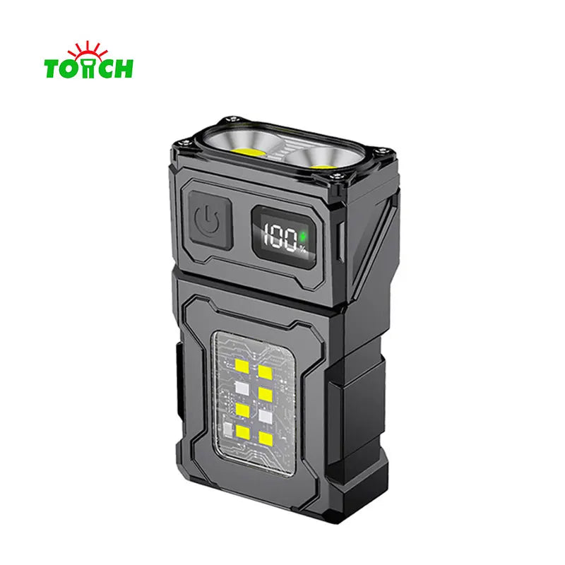 TOACH Portable Pocket Multifunctional Mini Flashlight Led Keychain Light Rechargeable Flashlight with Power Display