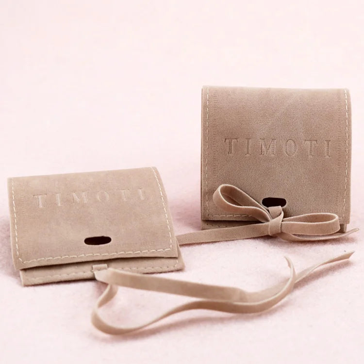 Custom Embossed logo Small Velvet Bag Jewelry Pouch with Flap Microfiber Suede Envelope Jewelry Pouch Bag for Jewelry Packaging