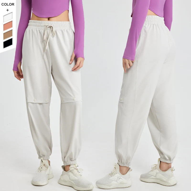 Unique Design Drawstring High Waist Sports Trousers Women's Loose-fitting Leggings Casual Harem Running Quick-drying Dance Pants
