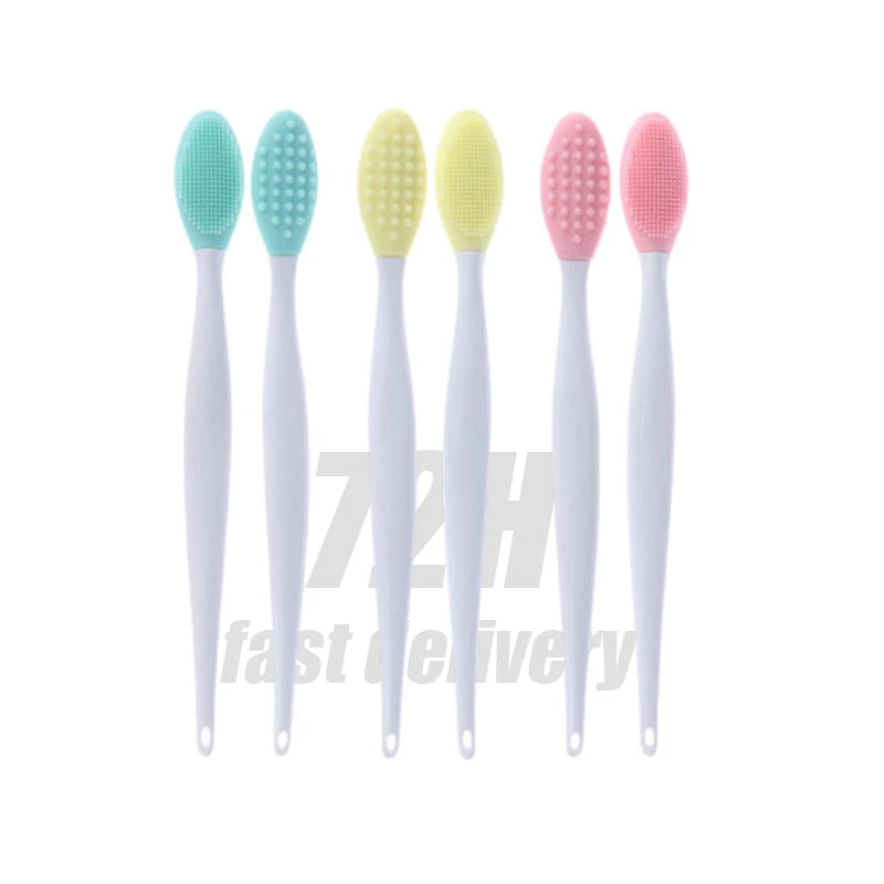 Mini Portable Double-Sided Lip Scrub Exfoliator Brush Nose Cleaning Smoother Exfoliator Scrubber Tool Silicone Lip Brush