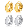 Charm 18K Gold Plated Stainless Steel Hoop Earrings Jewelry Gift Waterproof CC Shaped Chunky Earrings for Women