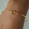 J&D 18k Gold Stainless Steel Wire Diameter Knotting Rope Heart Opening Bangle Minimalist Fashion Jewelry