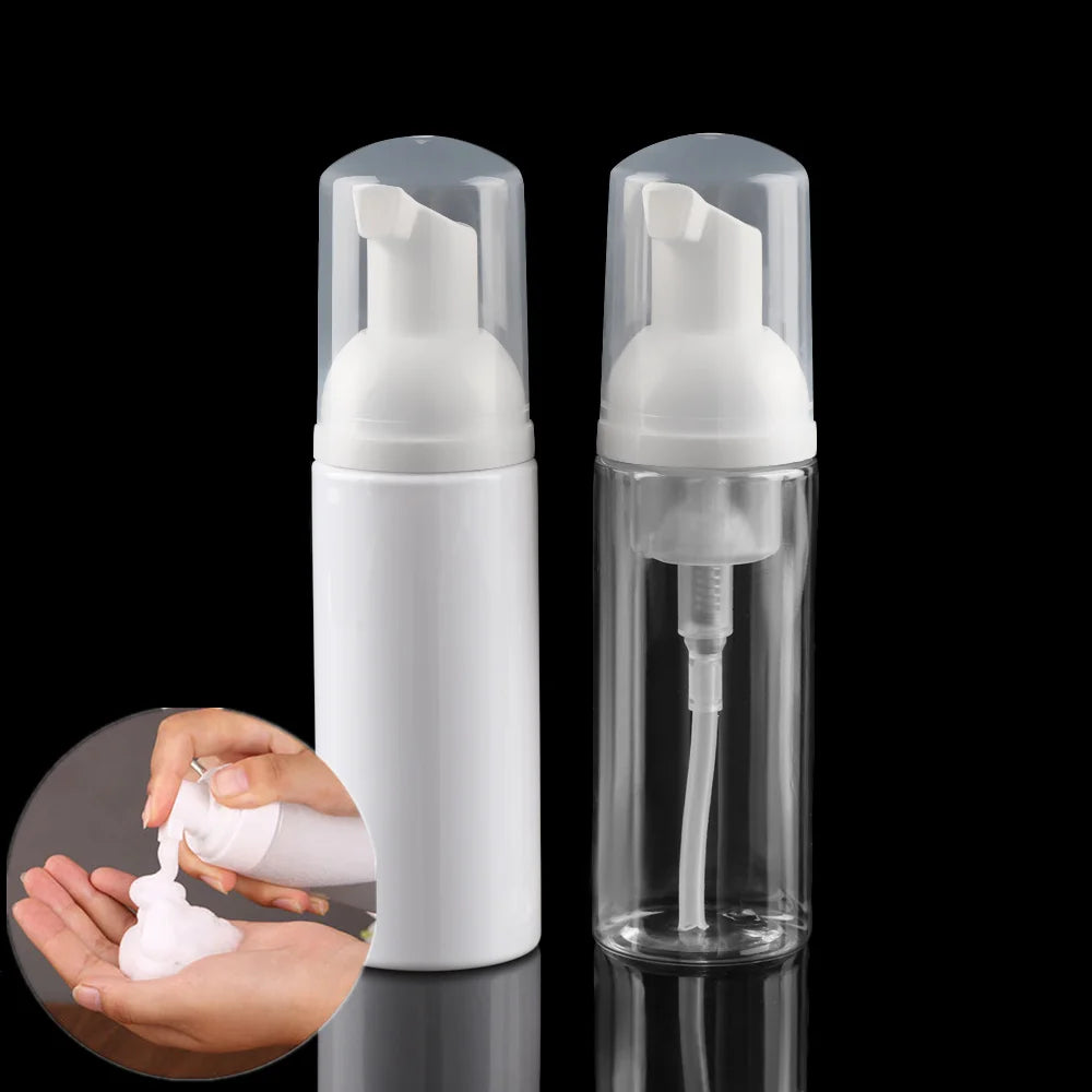 30ml 1oz 2oz Empty Travel Mini Clear White Plastic Lash Shampoo Face Cleanser Soap Dispenser Foam Pump Bottle 50ml 60ml