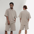 Streetwear Summer Waffle 2 Piece Custom Mens Short Set High Quality Short Sleeve T Shirt and Shorts Plus Size Men's Sets