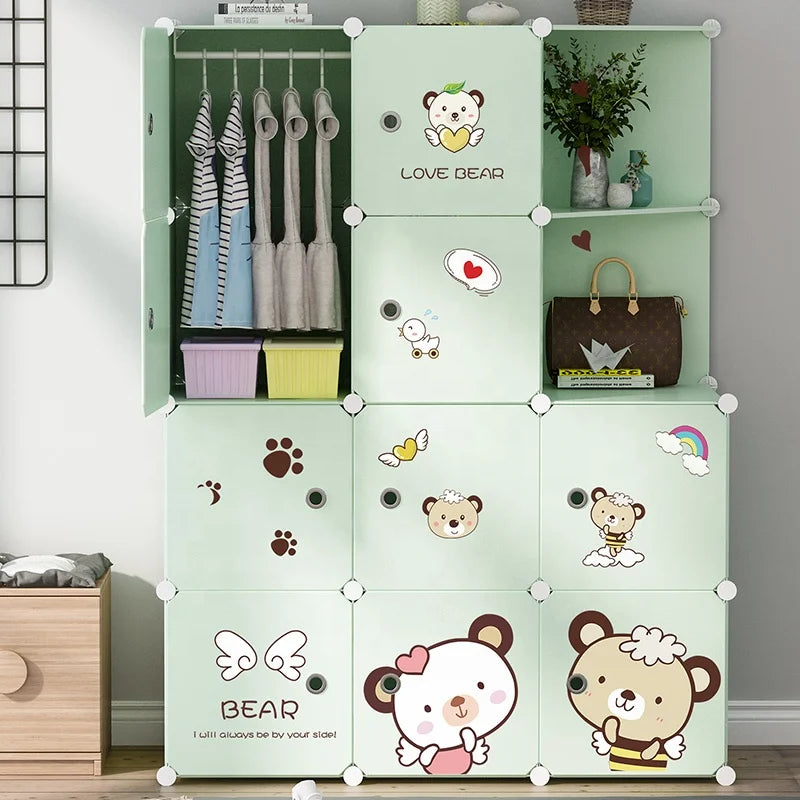 Modern Simple Plastic Children's Wardrobes Foldable Extendable DIY Easy Assembly for Bedroom Living Room Dining Hospital Use