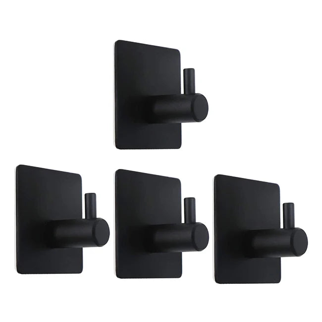 Custom Printed Self-Adhesive Towel Hooks Self Adhesive Holder Matte Black Kitchen Stainless Steel Home Square Hook
