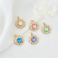 Wholesale Micro Pave CZ 14K Gold Plated Color Zircon Flower Pendant Charms Jewelry Making Accessories