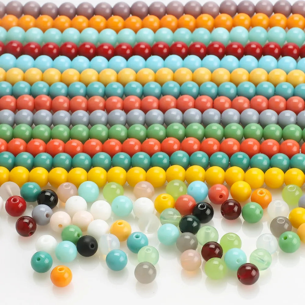 Glass Multi-color DIY Accessories Porcelain Artificial Jade String Beads Scattered Beads Acrylic Macaroon Color Round Glass Bead