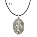 Cuban Black Rubber Necklace Virgin Mary Pendant Stainless Steel Jewelry Charms for Jewelry Making