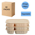 PFAS-Free Compostable 38/46oz Cornstarch Lunch Box with Lid 3/4/5 Compartments Takeaway Container Microwave and Freezer Safe