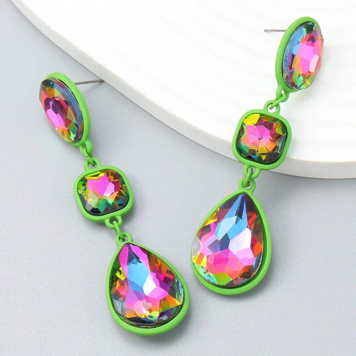 Fashion Multi-layer Geometric Water Drop Shaped Earrings Alloy Diamond Inlaid Long Party Earrings Jewelry Wholesale for Women