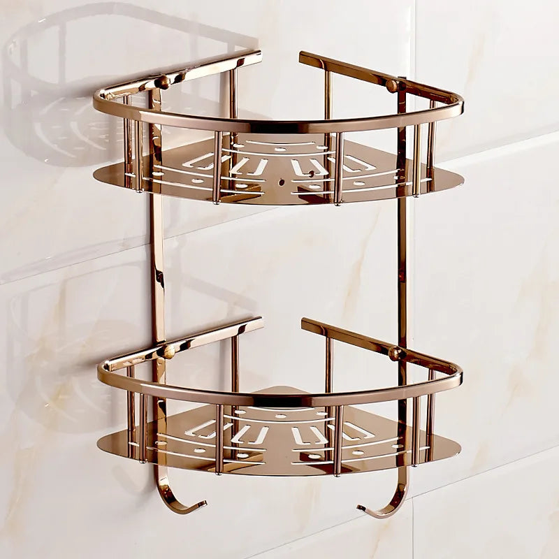 Bathroom Shower Corner Shelf Rose Gold Wall Mounted Shower Caddy Shelf