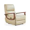 Modern Single Genuine Leather Ash Wood Electric Recliner Sofa Smart Motorized USB Foldable Extendable Massage Swivel High