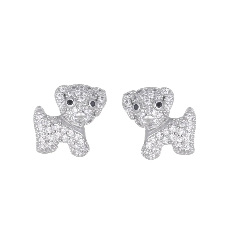 Factory Wholesale 925 Sterling Silver Cute Puppy Stud Earrings for Women 2021 New Trend Personality Lady Fashion Jewelry