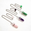 Natural Crystal Stone Hexagonal Pendant Bullet Pendulum Healing Crystal Stone Hang Decorations with Natural Stone Beads