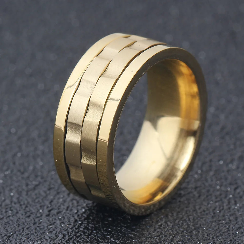 Hiphop 9MM Titanium Steel Jewelry Islamic Rotating Turkish Spinning Ring for Men