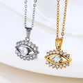 Drop Shipping Fashion Lady Jewelry Hot Selling Turkish Blue Eye Pendant Necklace Paved Crystal Evil Eyes Necklace for Girls