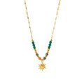AA00652 New Trend Natural Stone Pendant 18K Gold Stainless Steel Sun Women Necklace