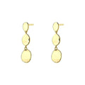 Trendy 925 Sterling Silver Gold Plated Oval Sheet Shape Long Dangle Drop Earrings for Women