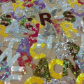 Fancy Colorful Letter Sequins Dress Mesh Net Lace Fabric